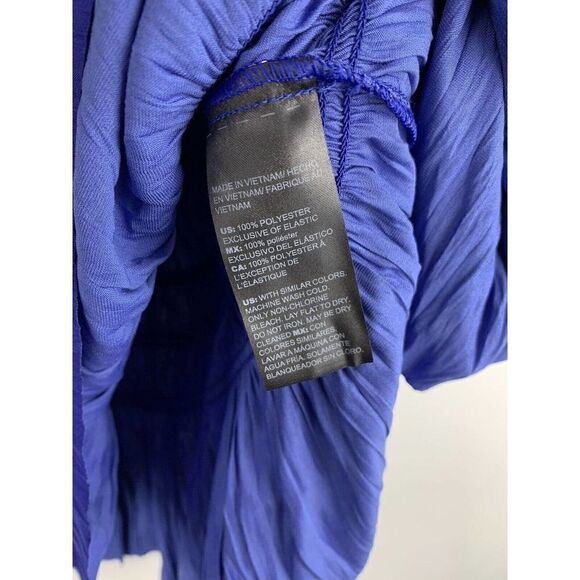 White House Black Market Petite XL Long-Sleeve Fitted Waist Blouse Blue V/neck - Picture 4 of 8